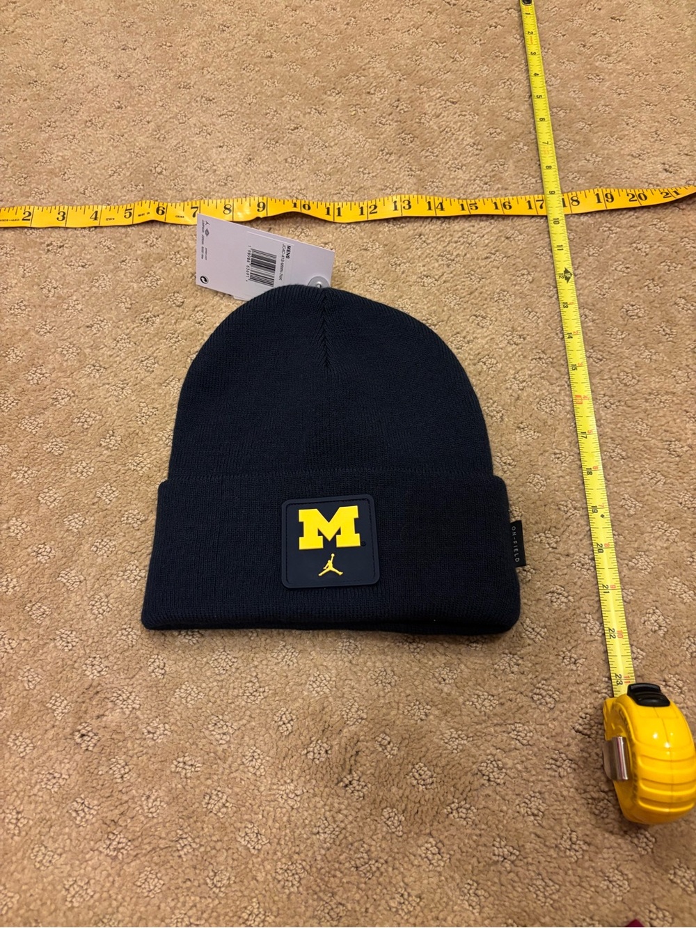 NWT Jordan Michigan Wolverines On-Field Peak Beanie Navy Maize One Size